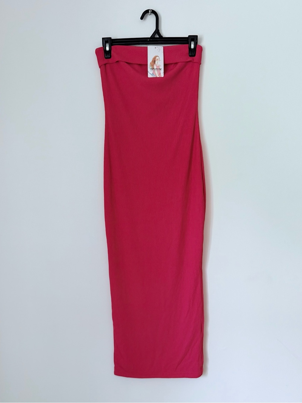PrettyGarden Strapless Fuchsia Tube Dress - Sleek Midi SZ.XS